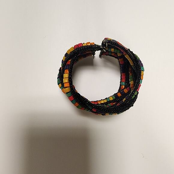 Beaded twist hinged bracelet unmarked jb - Picture 6 of 9